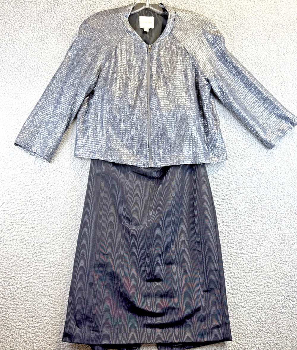 Women's 2 Pc. Dress/Jacket Set Silence and Noise Black Silver Sequin Style Large